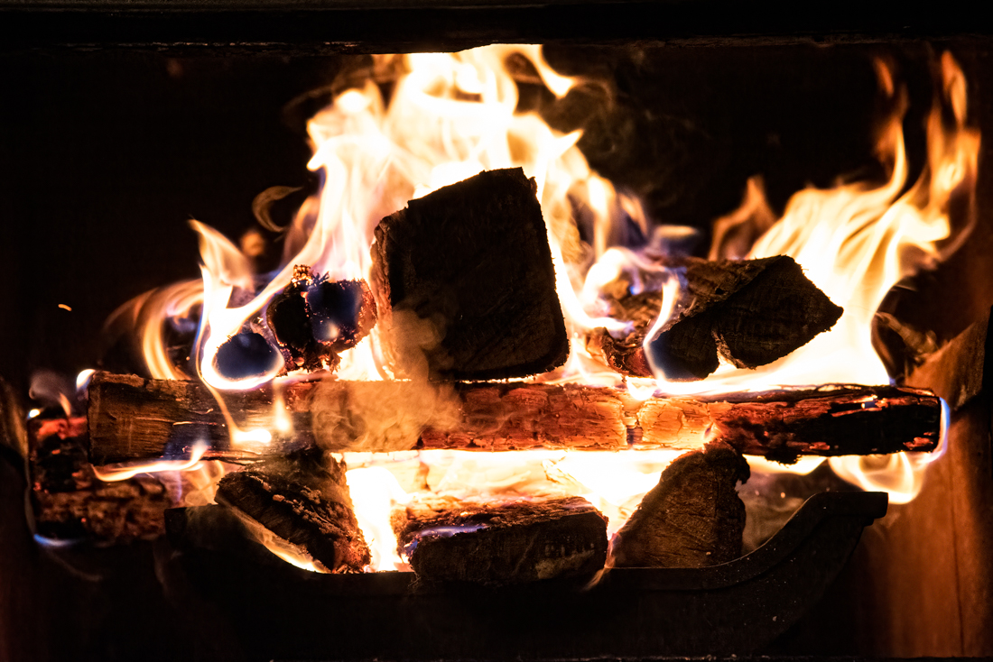 wood stove fire